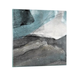 Glastavla - Bild på glas - Abstraktion: stenar och is - 50x50 cm