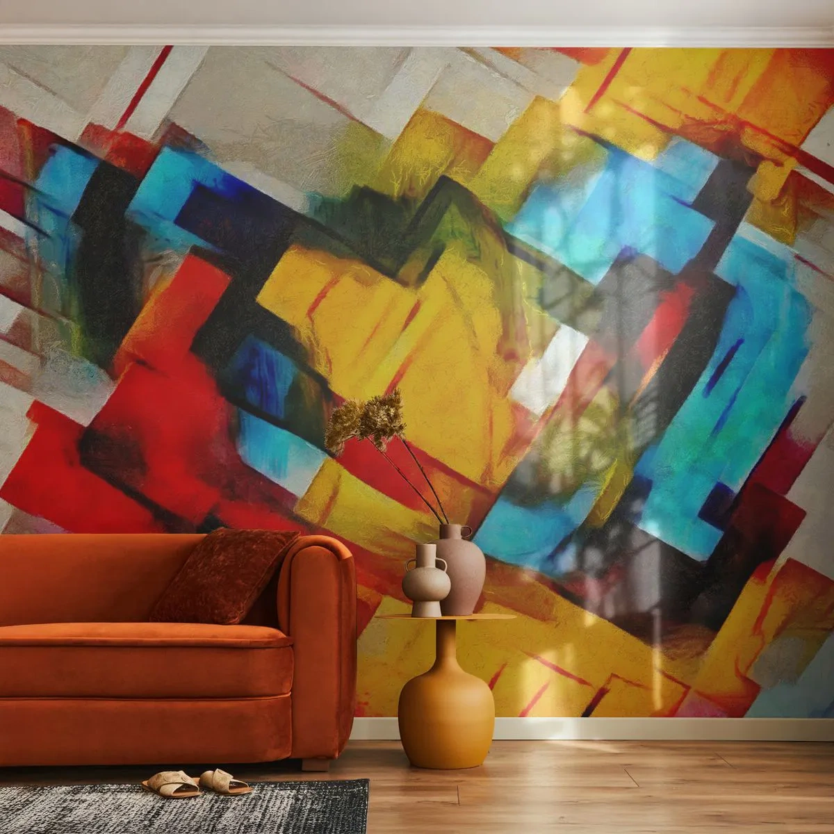 Fototapet Standard Eco - Färgmix - Abstraktion, Kubism, Bit - 400x280 cm