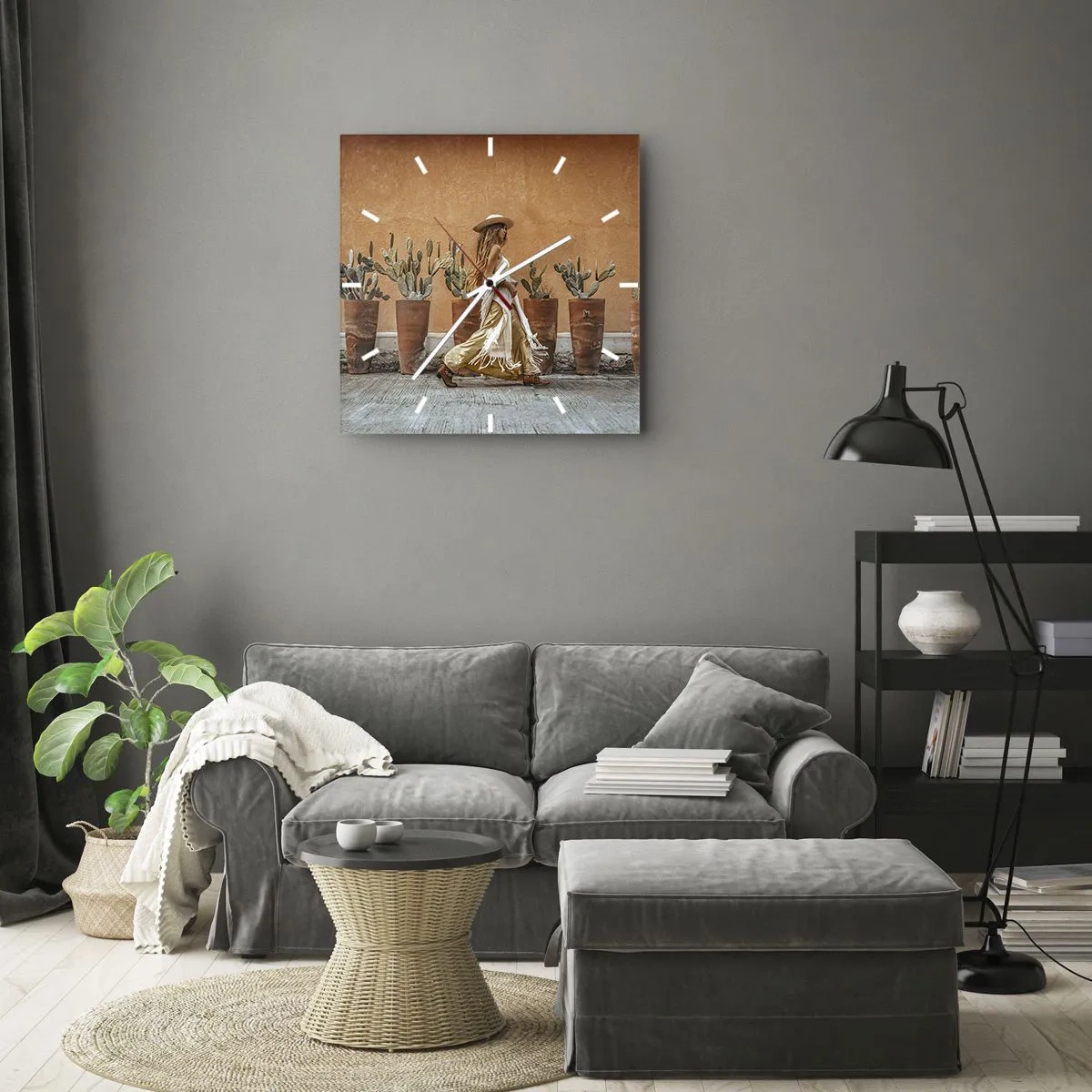 Väggklocka - Klocka på glas - I hippiestil - 30x30 cm