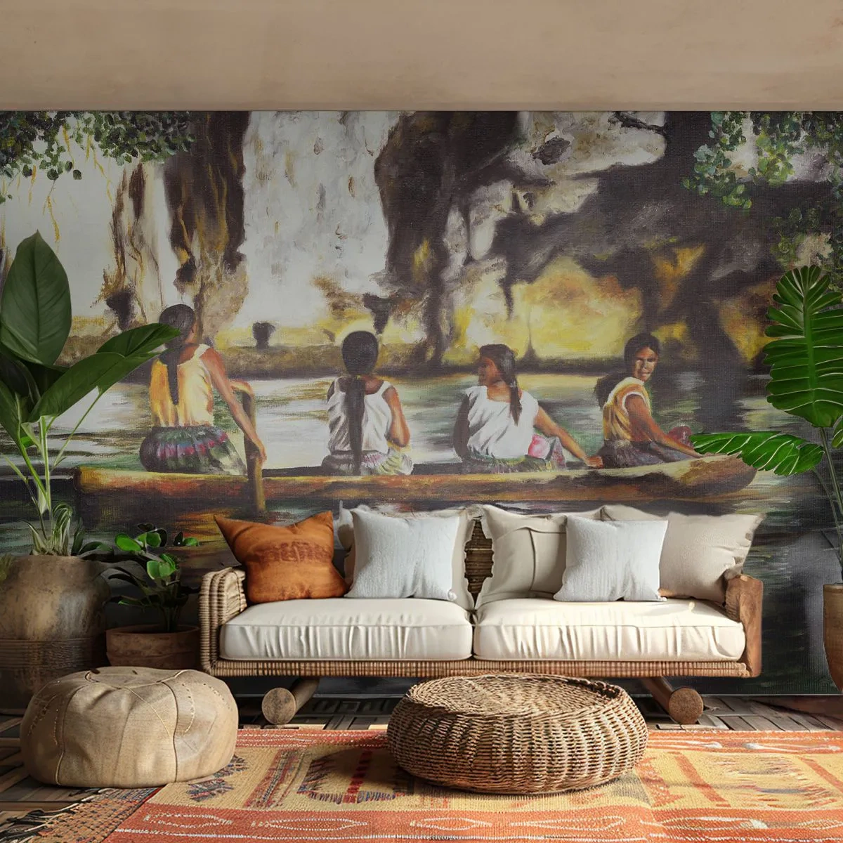 Självhäftande Fototapet Deluxe Sticker - I polynesiskt paradis - Resor, Landskap, Flod - 350x256 cm