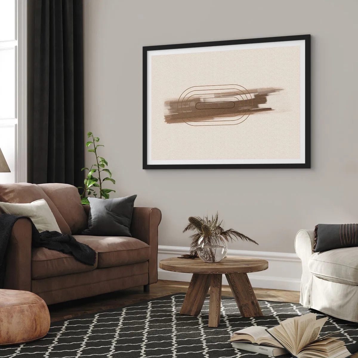 Affisch i svart ram - Grå blåst - 100x70 cm