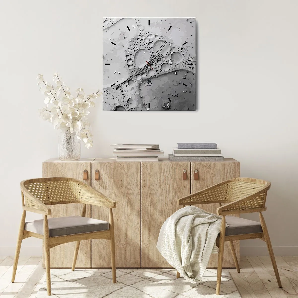 Väggklocka - Klocka på glas - Spår efter skum - 30x30 cm