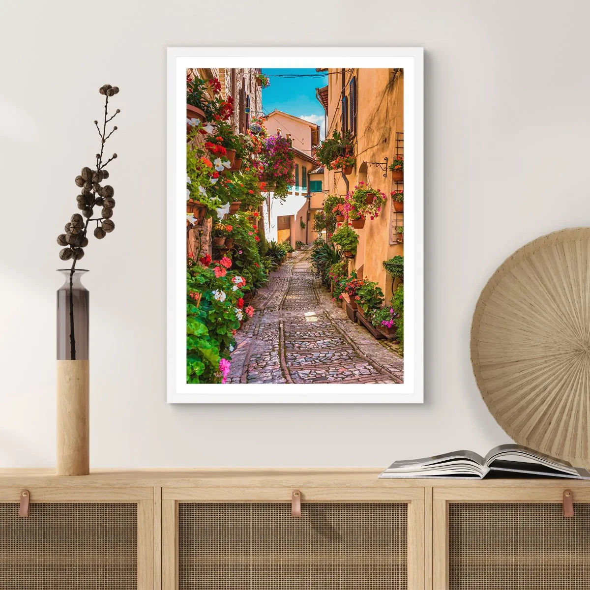 Affisch i vit ram - Italiensk gränd - 50x70 cm