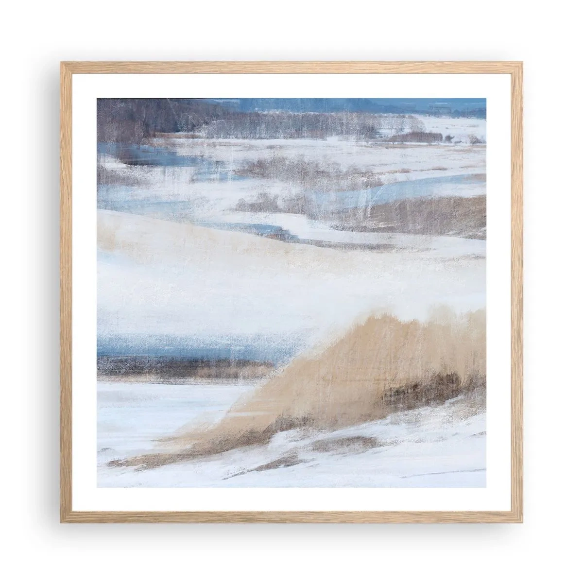 Affisch i ram av ljusek - Vinterkomposition - 60x60 cm