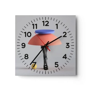 Väggklocka - Klocka på glas - Surrealistisk komposition - 30x30 cm