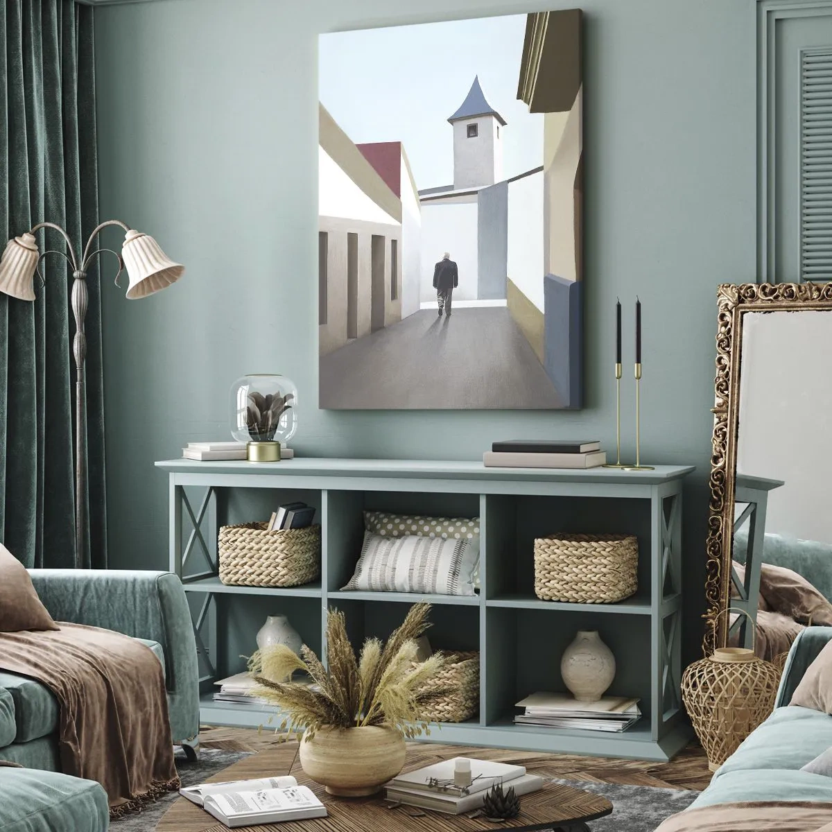 Canvastavla - Bild på duk - Solig promenad - 80x120 cm