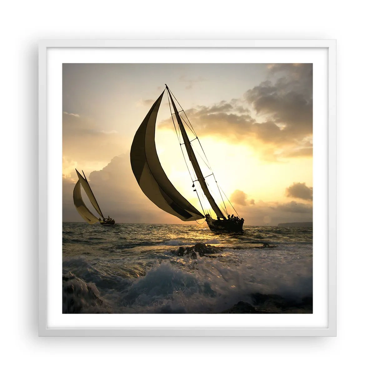 Affisch i vit ram - Med och mot vinden - 60x60 cm