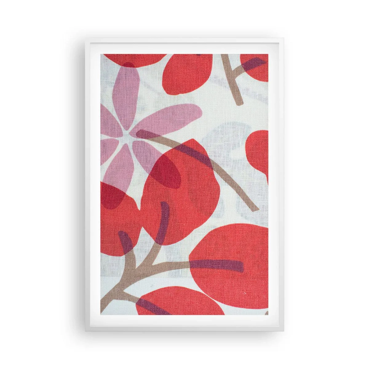 Affisch i vit ram - Blomsterkomposition i rosa - 61x91 cm