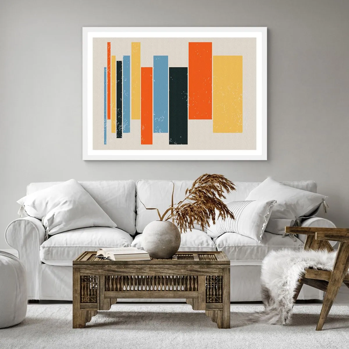 Affisch i vit ram - Inspelning av musik - 30x30 cm