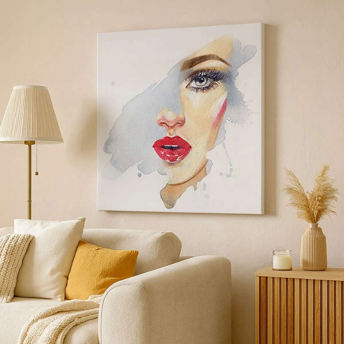 Canvastavla - Bild på duk - Reflektion i vattendroppe - 30x30 cm