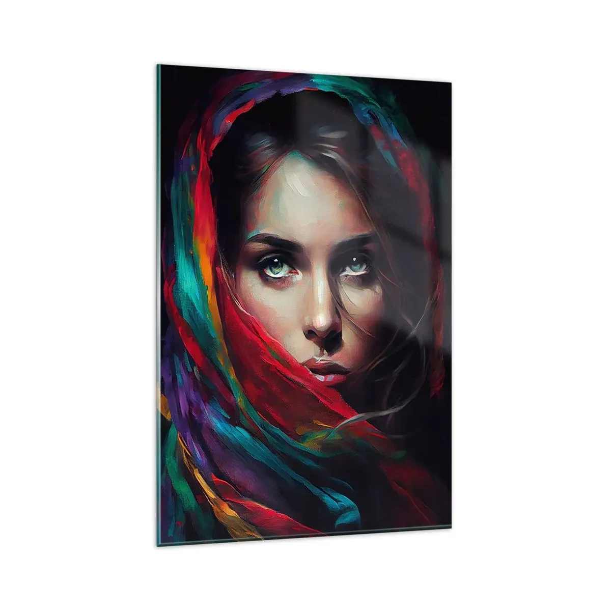 Glastavla - Bild på glas - Grönögd hemlighet - 80x120 cm