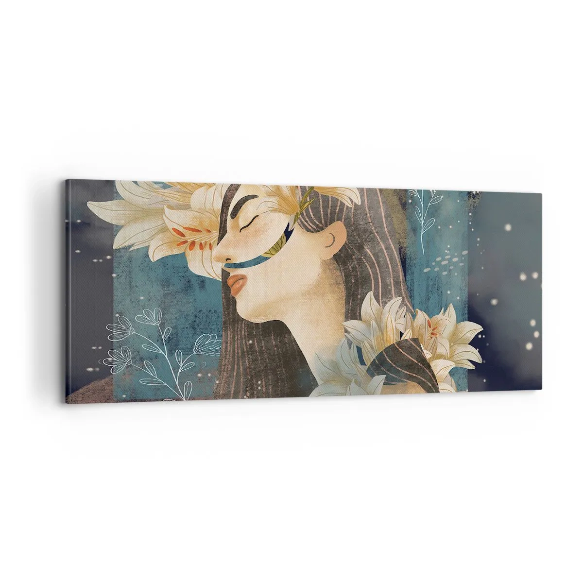 Canvastavla - Bild på duk - Sagan om drottning med liljor - 100x40 cm