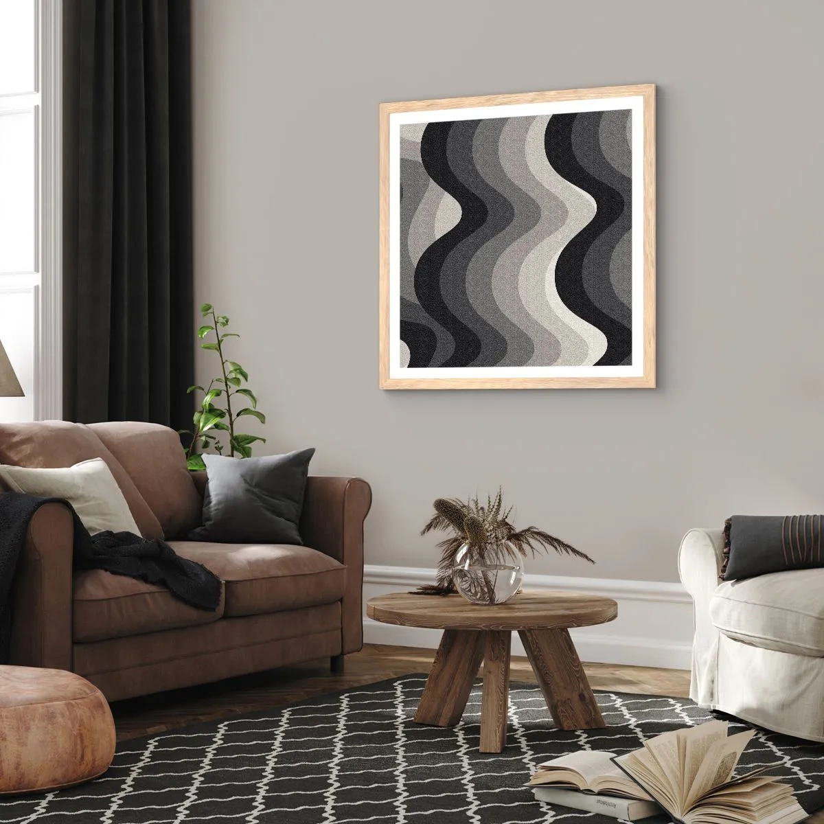 Affisch i ram av ljusek - Våg efter våg - 50x50 cm
