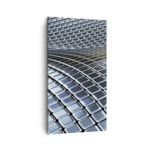 Canvastavla - Bild på duk - Metallisk silver våg - 45x80 cm