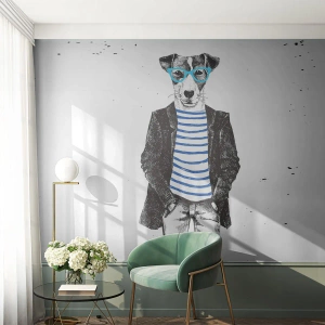 Fototapet på mått Premium Canvas - Hundelegans - Abstraktion, Man, Hund