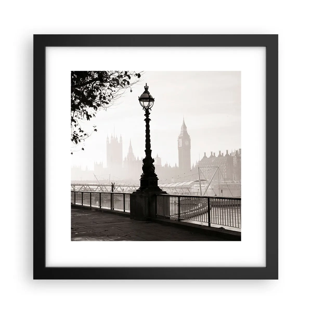 Affisch i svart ram - Morgon i London - 30x30 cm