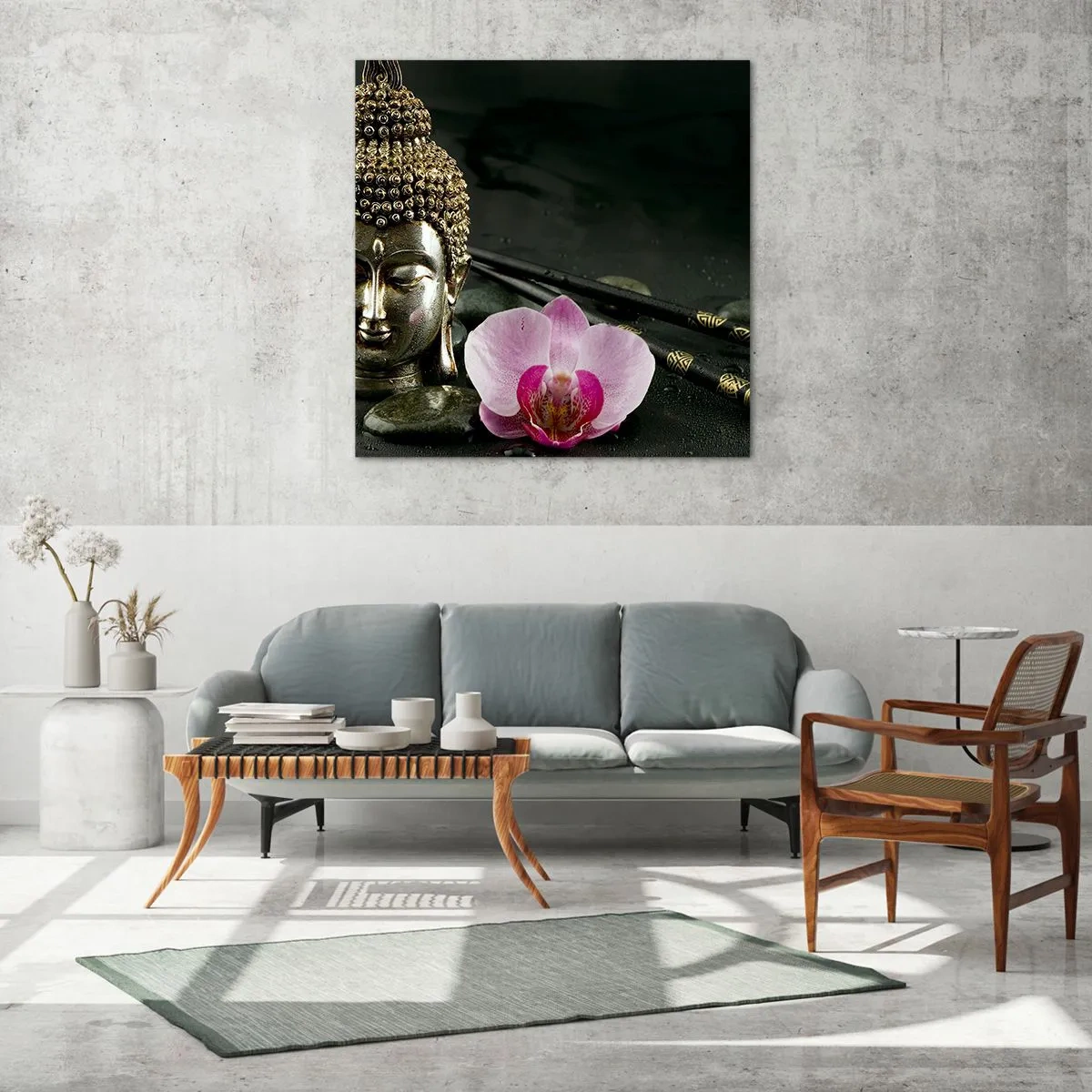Glastavla - Bild på glas - Visshetens och skönhetens harmoni - 50x50 cm