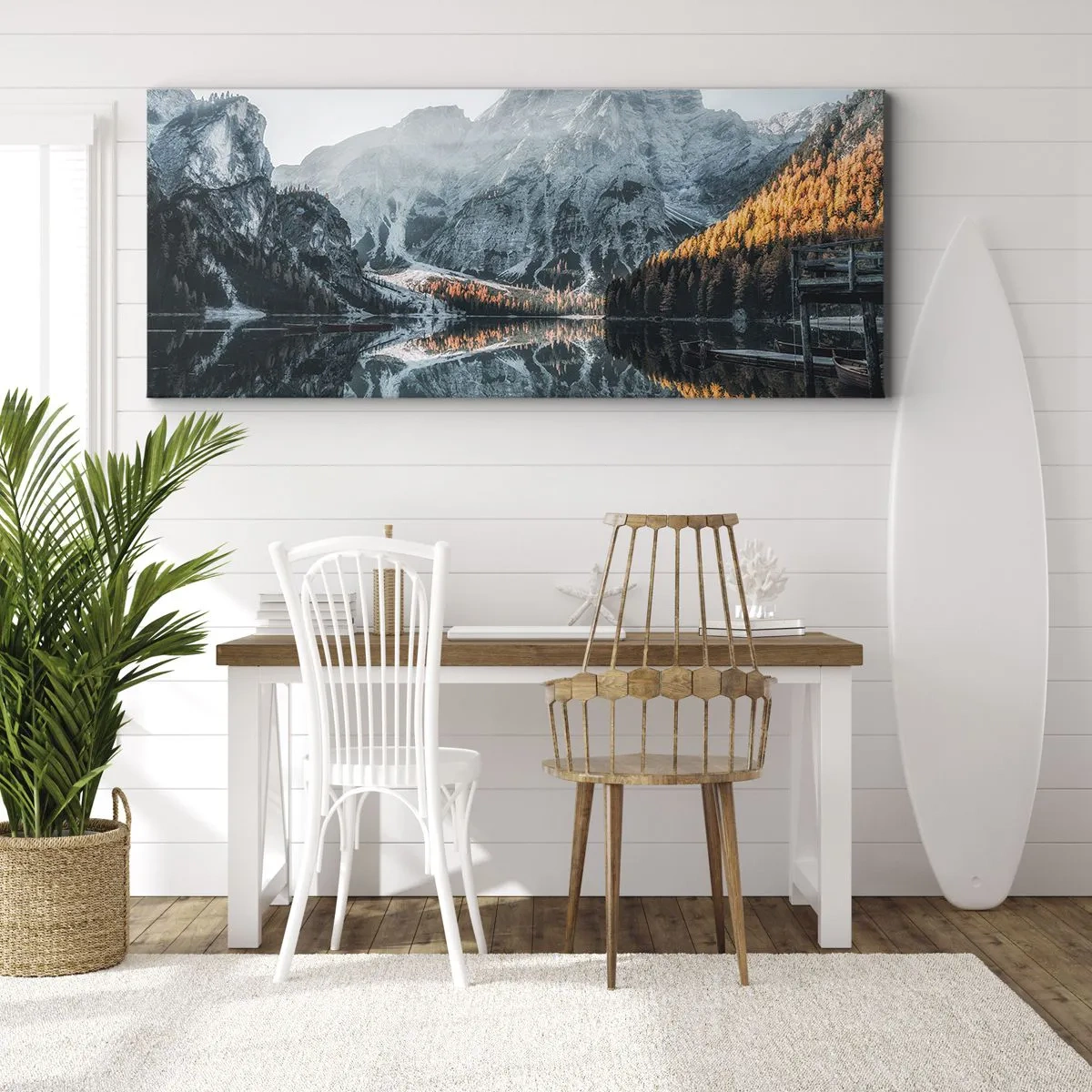 Canvastavla - Bild på duk - Spegellandskap - 140x50 cm