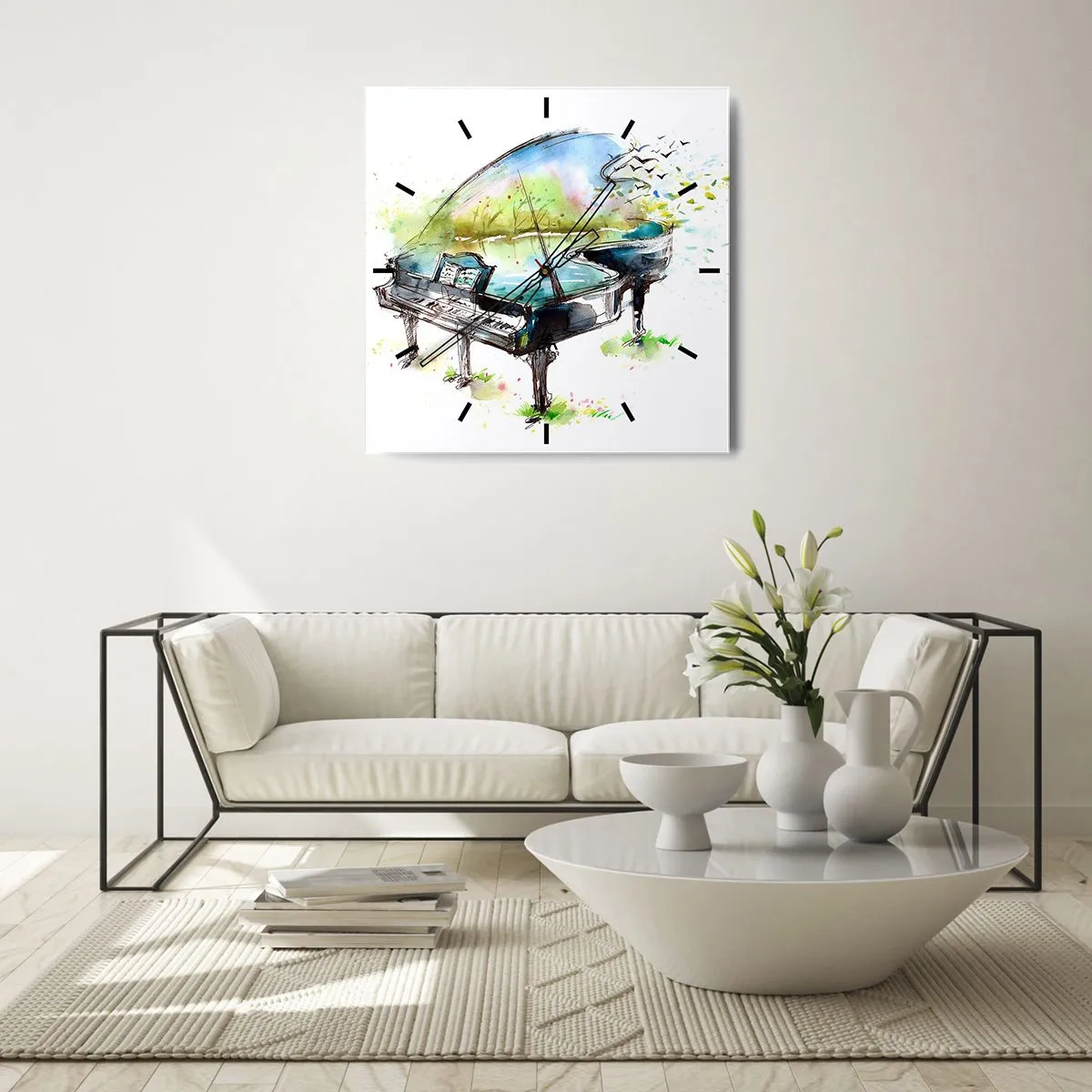 Väggklocka - Klocka på glas - Förtrollad i musiken - 40x40 cm