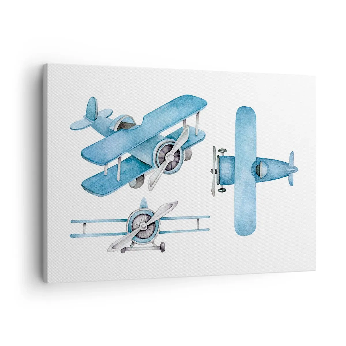 Canvastavla - Bild på duk - Blå retroflygplan - 70x50cm - En född vinnare - Modern väggdekoration för vardagsrum och sovrum ARTTOR
