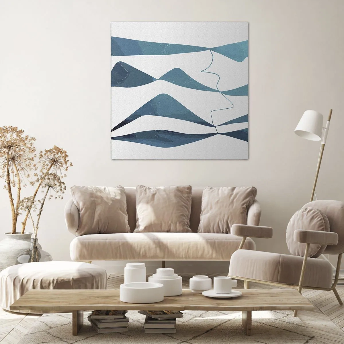 Canvastavla - Bild på duk - Abstraktion: en turkos förening - 50x50 cm