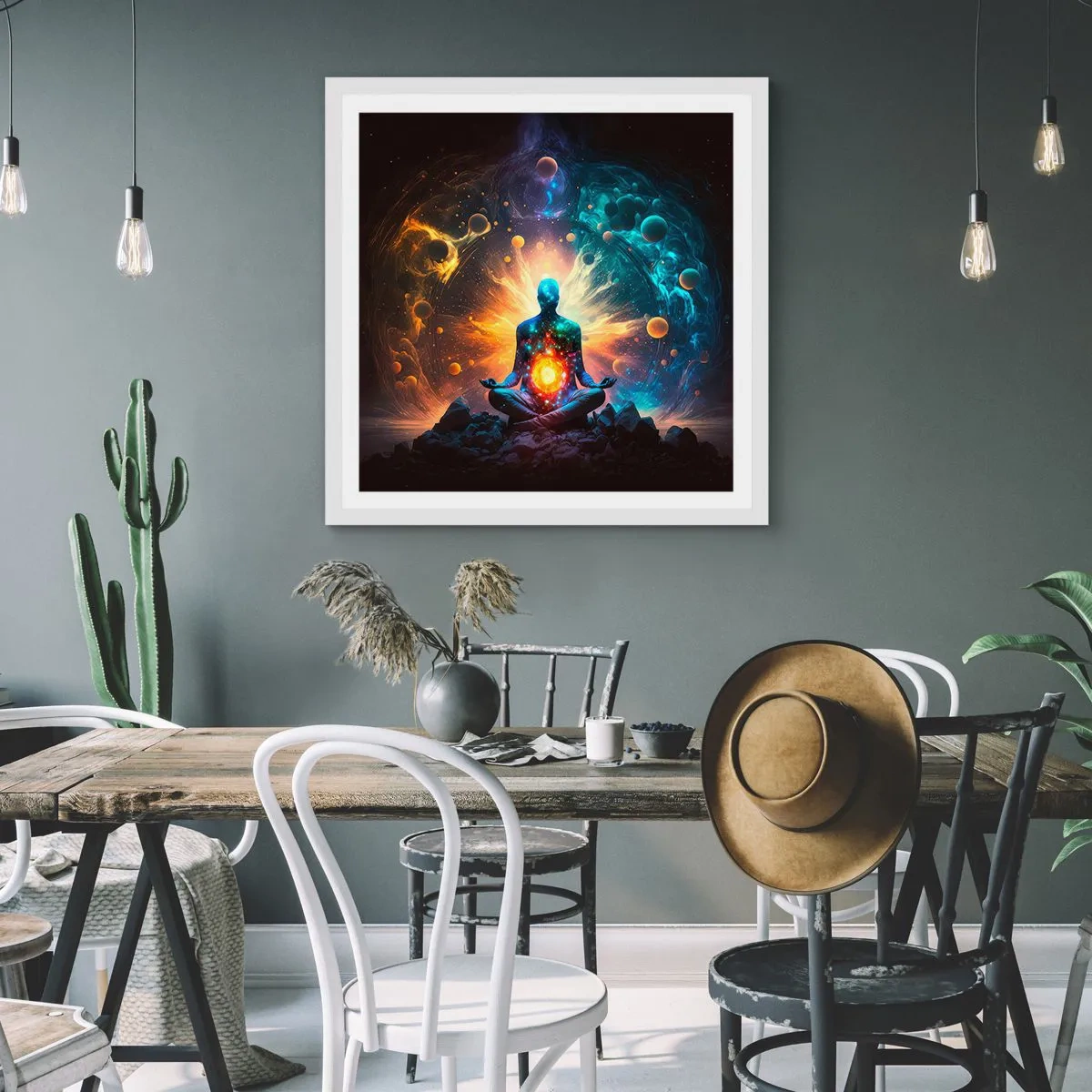 Affisch i vit ram - Kosmisk stillhet - 50x50 cm