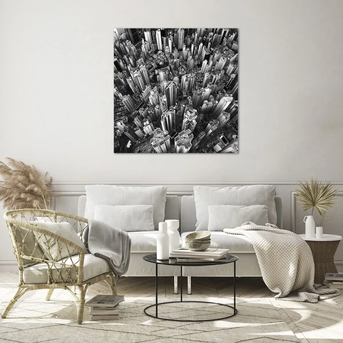 Glastavla - Bild på glas - Hela tiden högre och högre - 70x70 cm