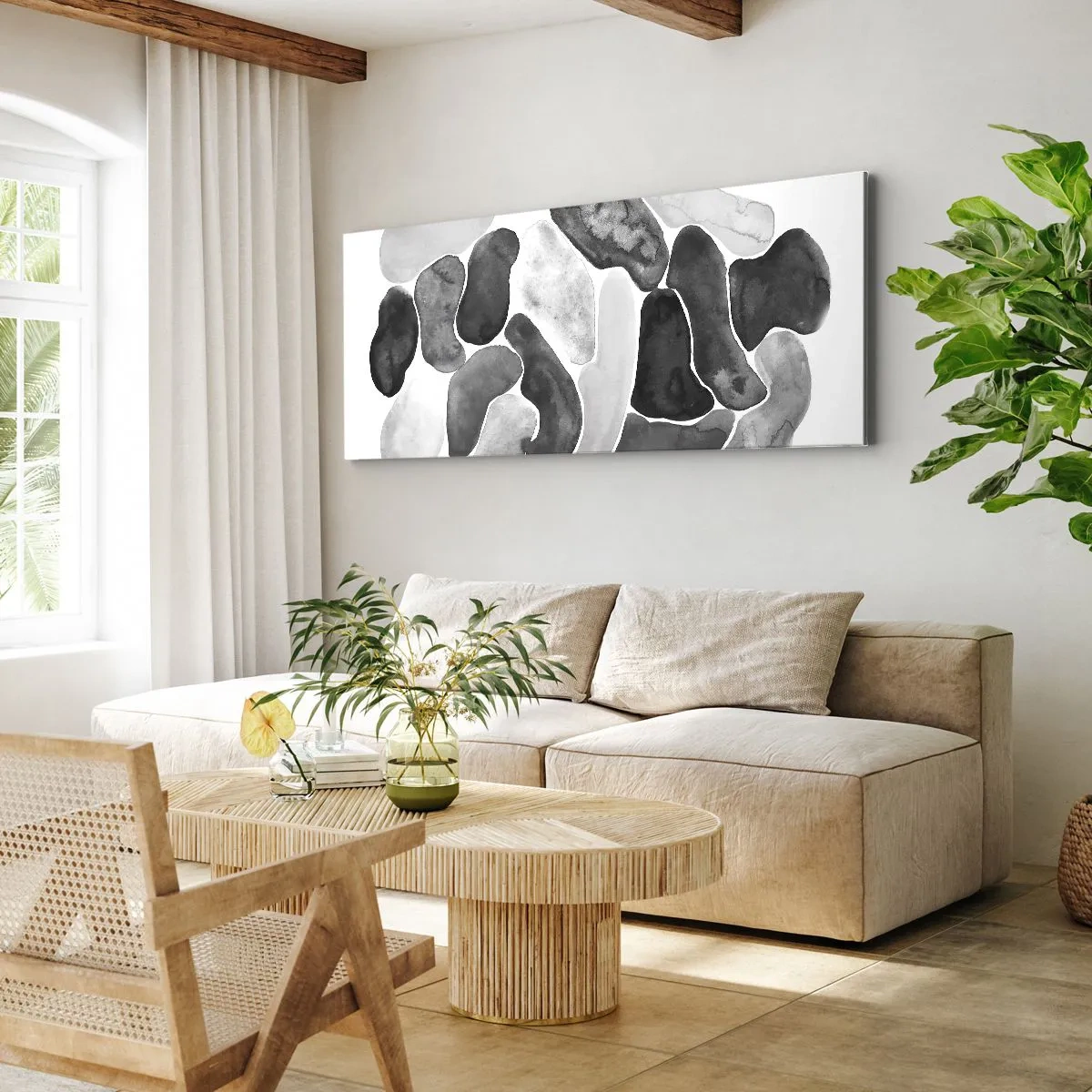 Canvastavla - Bild på duk - Stenig abstraktion - 100x40 cm