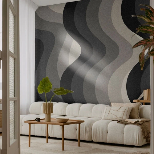 Fototapet Premium Sand - Våg efter våg - Rader, Vågor, Abstraktion - 300x210 cm