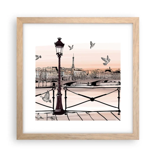 Affisch i ram av ljusek - Över Paris tak - 30x30 cm