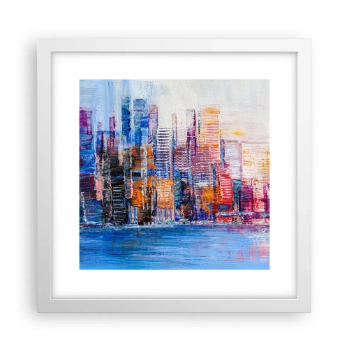 Affisch i vit ram - En glädjefylld metropol - 30x30 cm