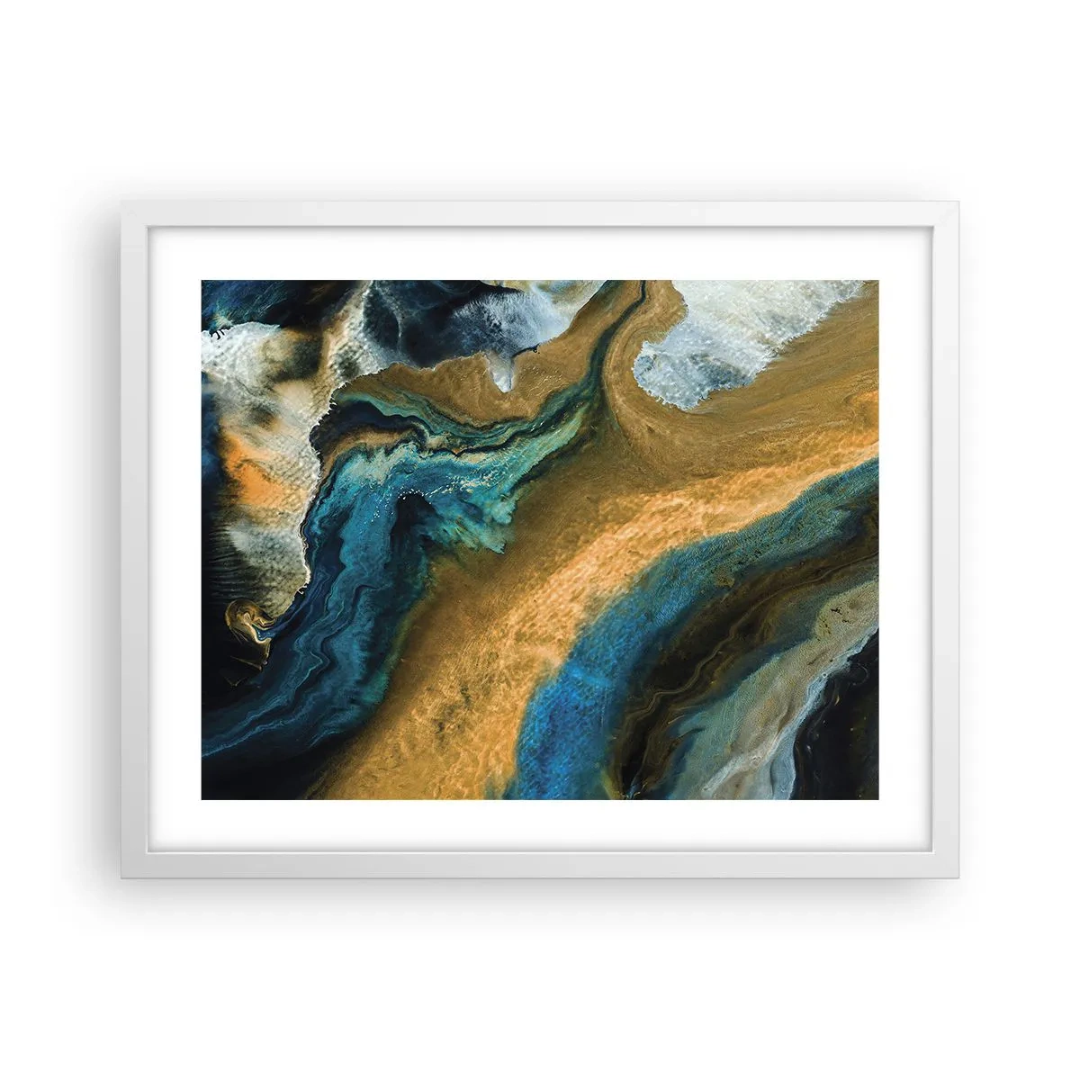 Affisch i vit ram - Blå – gul – ömsesidiga influenser - 50x40 cm