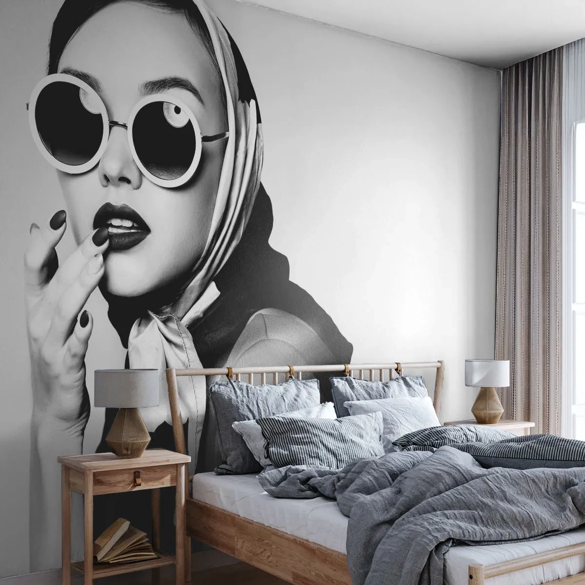 Självhäftande Fototapet Deluxe Sticker - Hälsningar från 60-talet - Kvinna, Kvinnans ansikte, Årgång - 200x140 cm