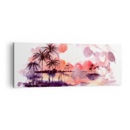 Canvastavla - Bild på duk - Tropikens ro i rött - 140x50 cm