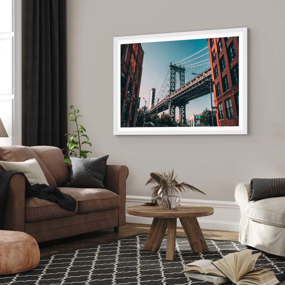 Affisch i vit ram - Över stadens vågor - 100x70 cm