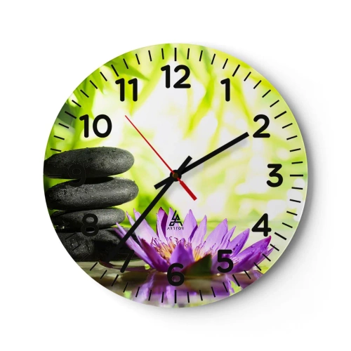 Väggklocka - Klocka på glas - I en bambushage - 40x40 cm