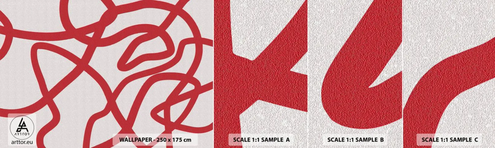 Fototapet Prov Standard Eco - Rött på vitt - Minimalism, Bit, Rader - 100x30 cm