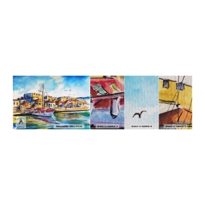 Provbit av fototapet Premium Sand - Regnbågseftermiddag - hamn, Yacht, Seaside - 100x30 cm
