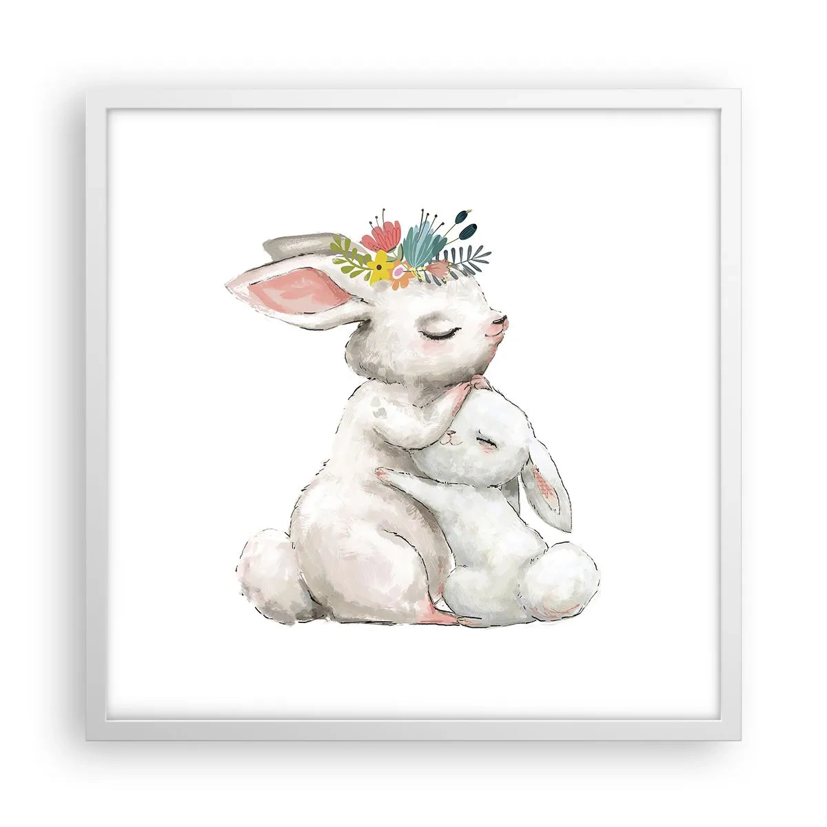 Affisch i vit ram - Alltid bäst hos mamma - 50x50 cm