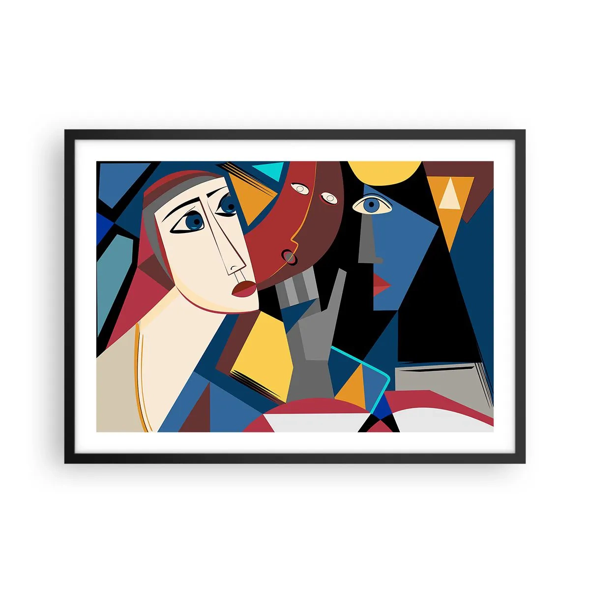 Affisch i svart ram - Kubistiskt samtal - 70x50 cm