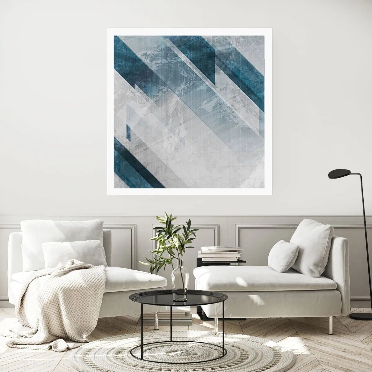 Affisch - Tredimensionell komposition – gråhetens rörelse - 60x60 cm