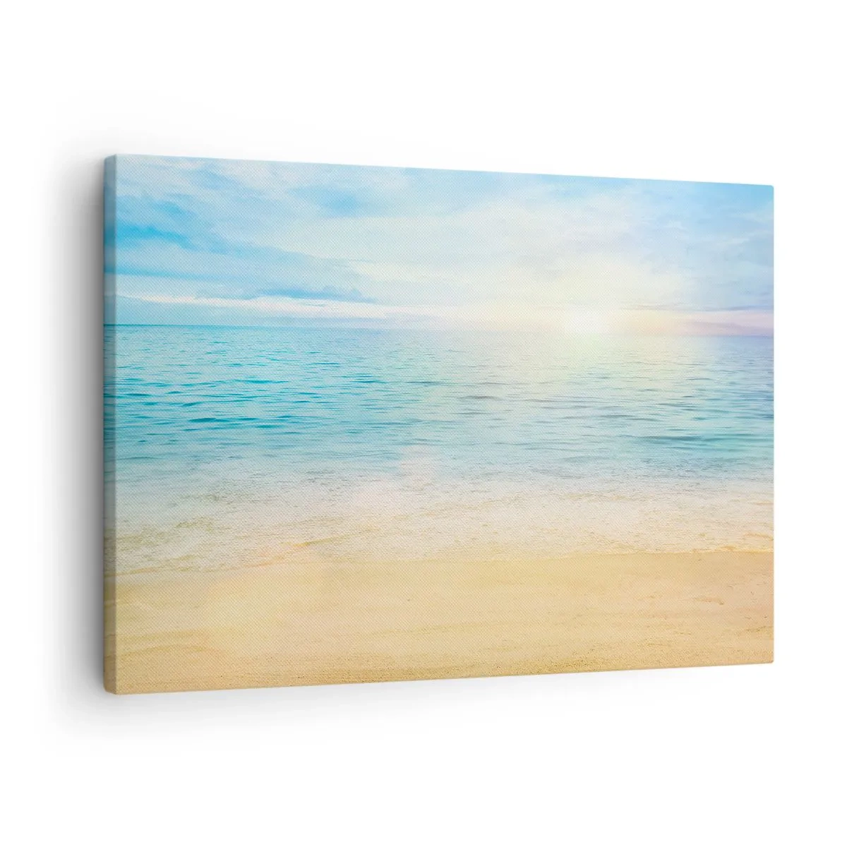 Canvastavla - Bild på duk - En strand med turkost hav och klar himmel - 70x50cm - Det stora blåa - Modern väggdekoration för vardagsrum och sovrum ARTTOR