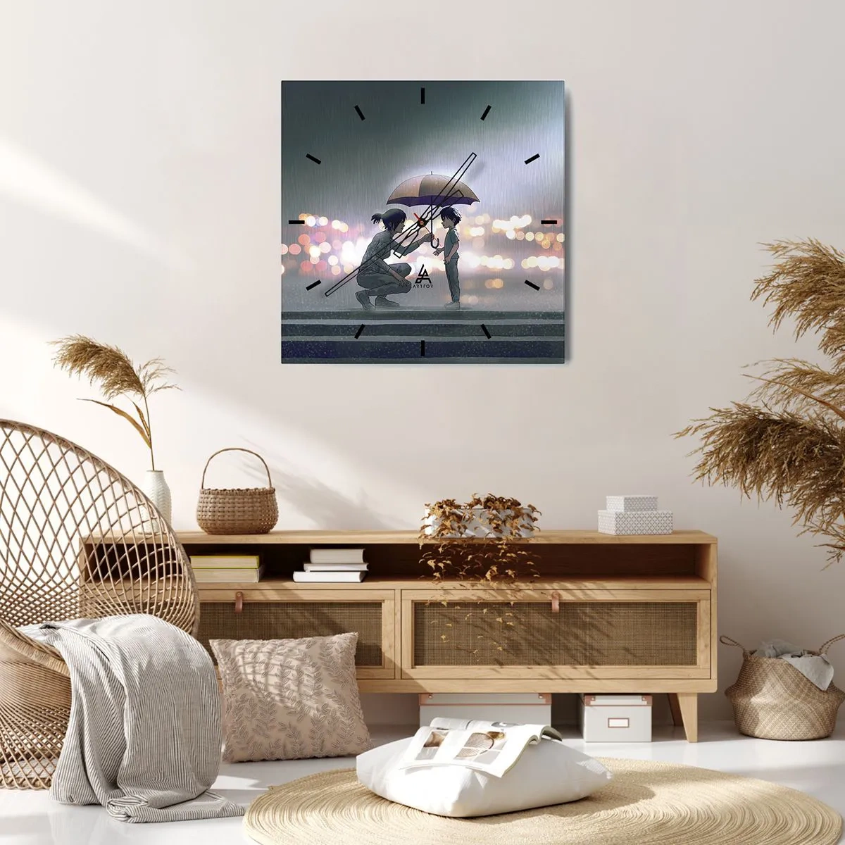 Väggklocka - Klocka på glas - Och allt är väl nu - 30x30 cm