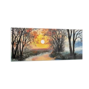 Glastavla - Bild på glas - Höststämning - 100x40 cm