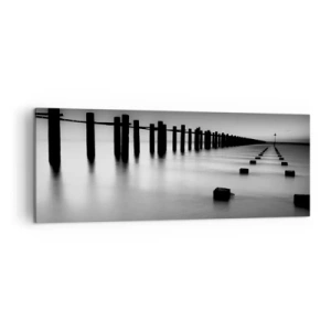 Canvastavla - Bild på duk - Landskap doppat i dimman - 140x50 cm