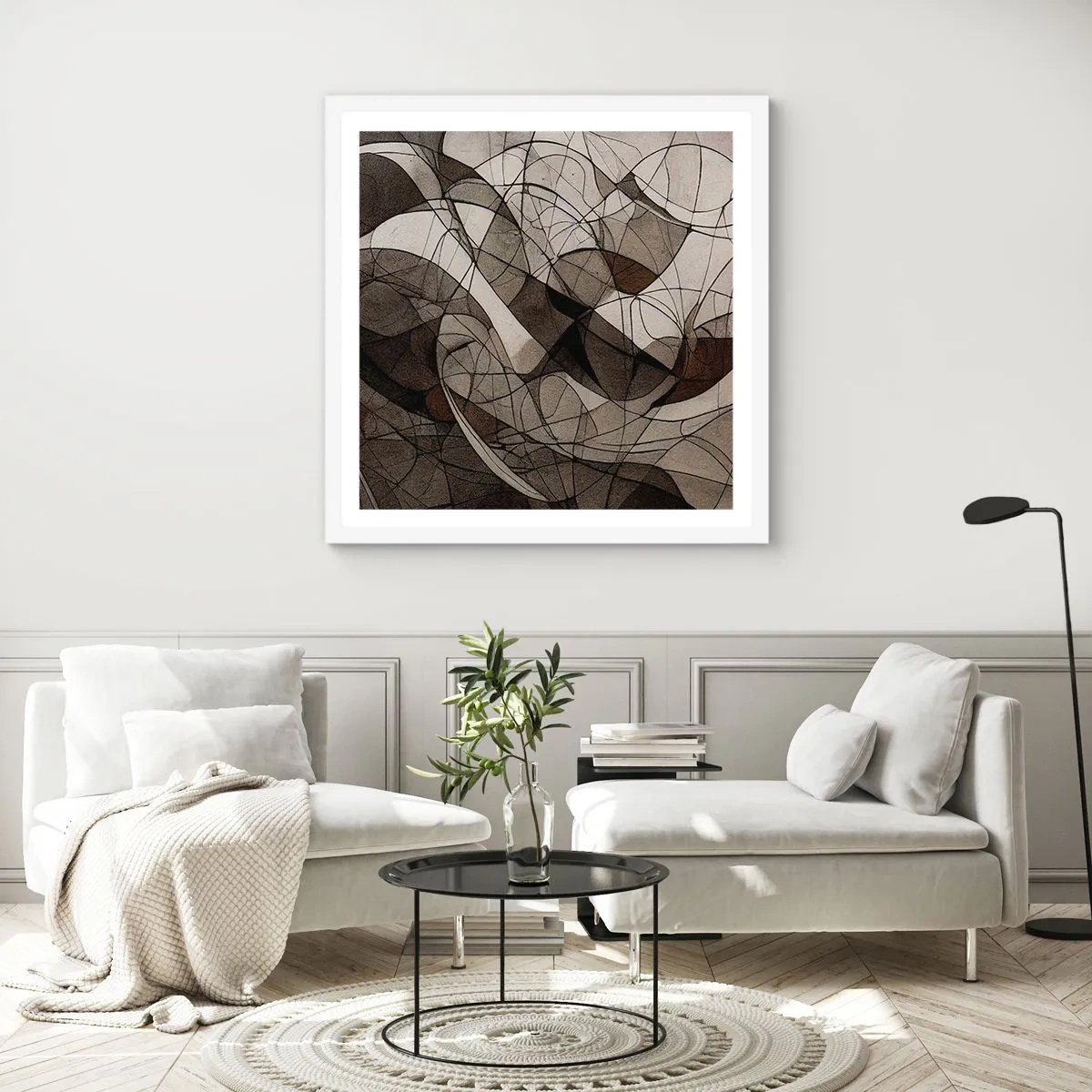 Affisch i vit ram - Cirkulation av jordens färger - 40x40 cm