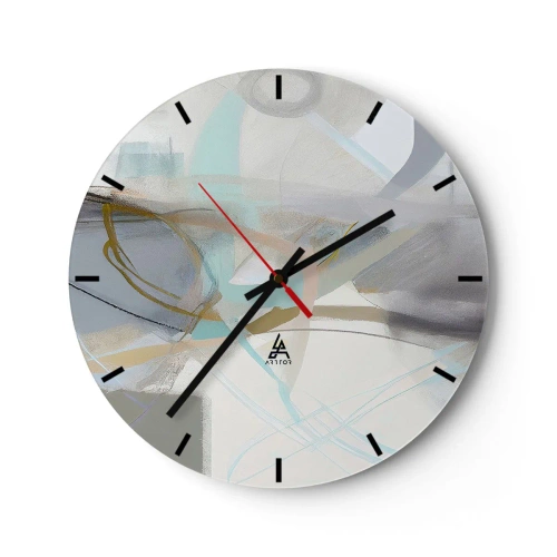 Väggklocka - Klocka på glas - Dimmig abstraktion - 40x40 cm
