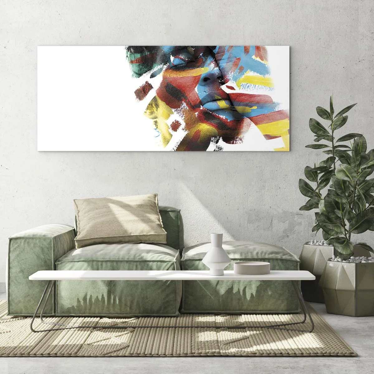 Glastavla - Bild på glas - Färgrik personlighet - 120x50 cm