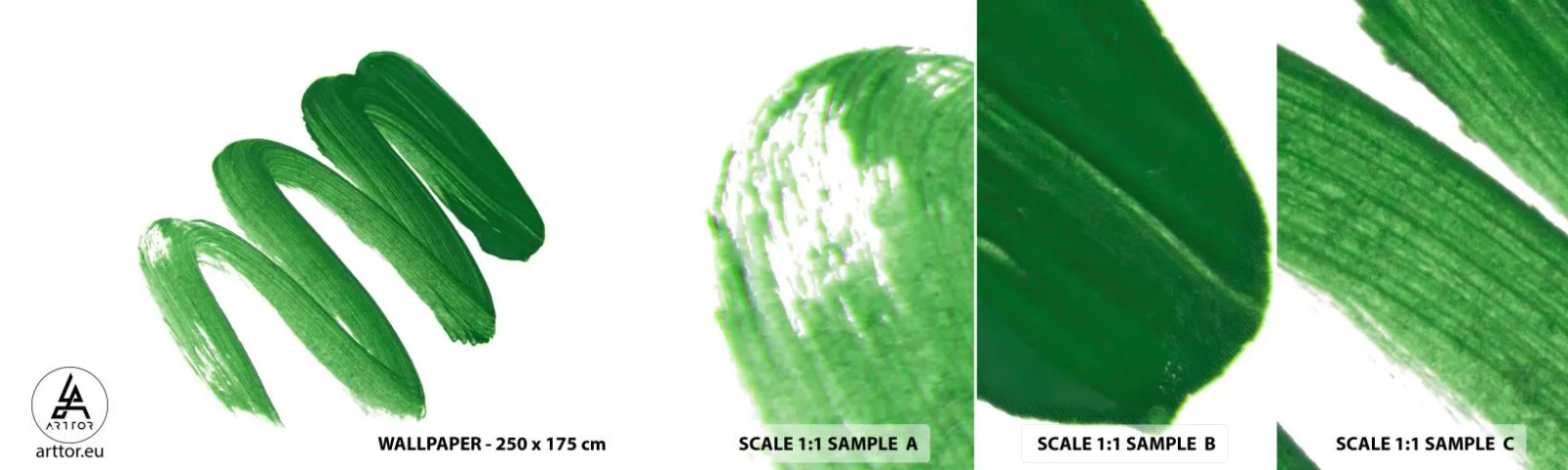 Fototapet Prov Standard Eco - Ett grönt skämt - Måla, Minimalism, Abstraktion - 100x30 cm