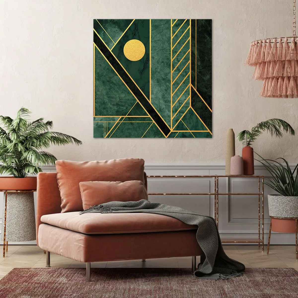 Canvastavla - Bild på duk - Dynamik av guld och azurblå - 40x40 cm